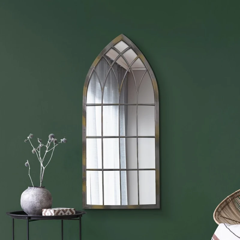 The Somerley - Rustic Metal Arched Decorative Wall or Leaner Mirror 46" X 20" (115CM X 50CM)