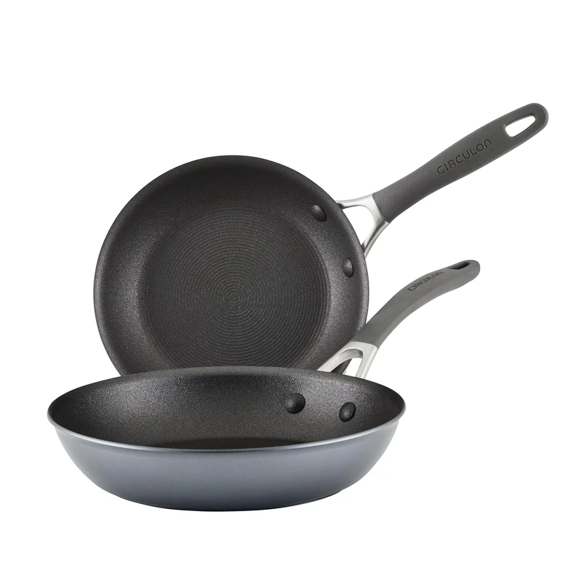 Circulon Scratch Defense 21cm & 25cm Non Stick Frying Pan Set for Pancake Day – Induction Hob Pancake Pan with Extreme Non Stick, Dishwasher & Oven Safe, Perfect for Crepes, Graphite Pewter