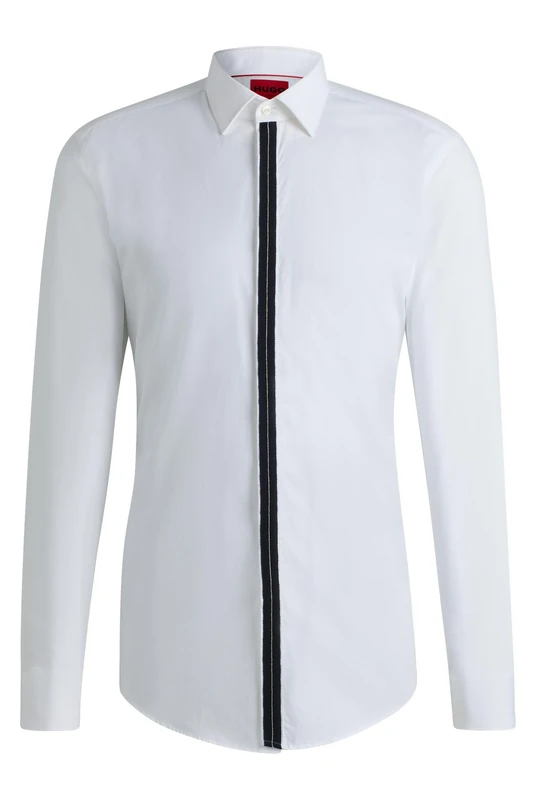 HUGO Mens Keidi Slim-fit Shirt with Placket Trim