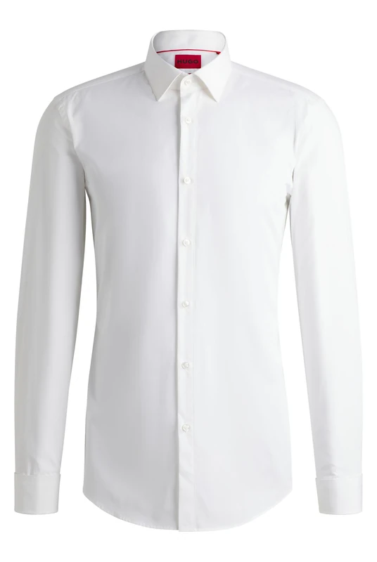 HUGO Mens King Easy-Iron Slim-fit Shirt in Cotton poplin