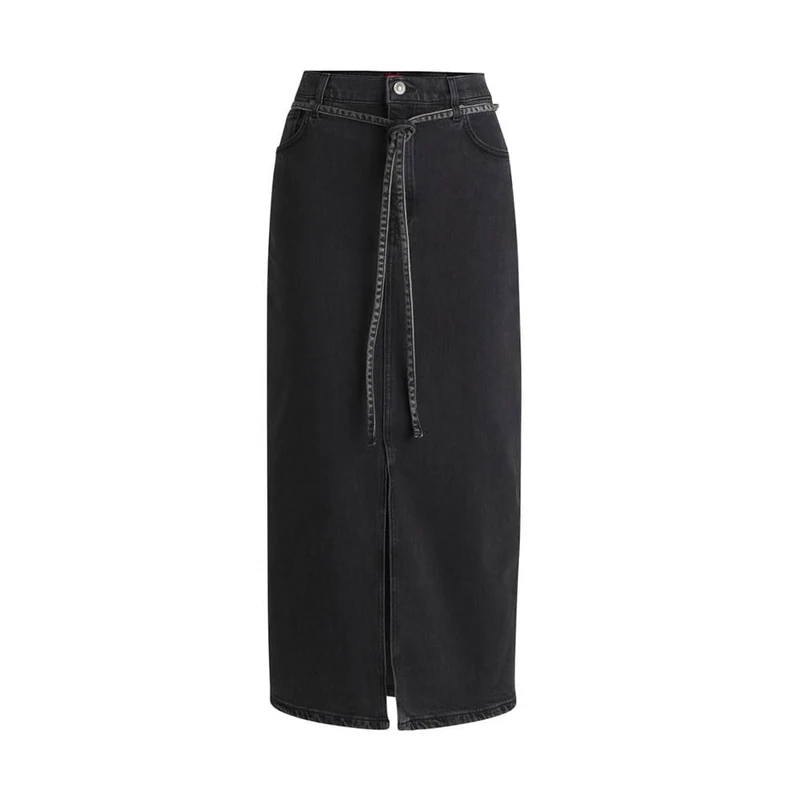 HUGO Women's Gatje_1 Jeans_Skirt, Charcoal11,