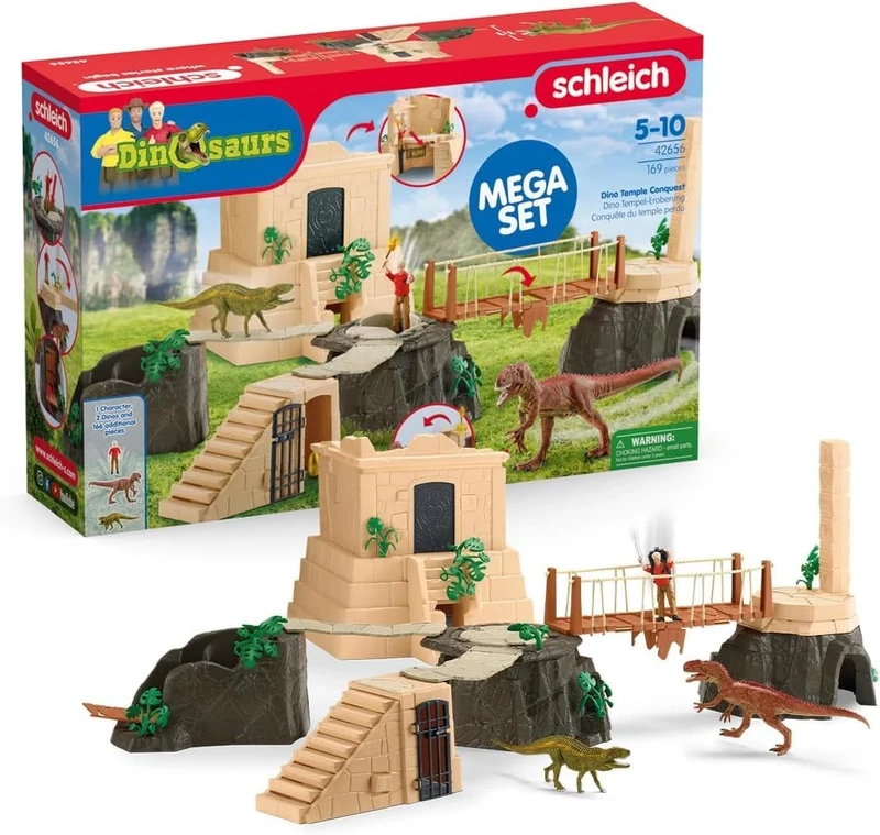 SCHLEICH 42656 Conquest of the Dino Temple Mega Set, from 5 years, DINOSAURS - Playset, 169 pieces