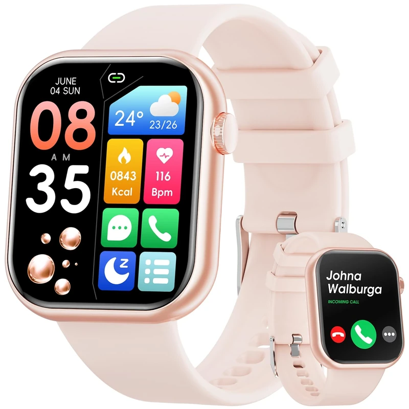 Hwagol Smart Watch (Answer/Make Calls), 1.85" Fitness Tracker, Smartwatch Heart Rate/Sleep Monitor/Pedometer/Calories, 140+ Sports Modes, Waterproof Women's Men's Fitness Watch for Android iOS