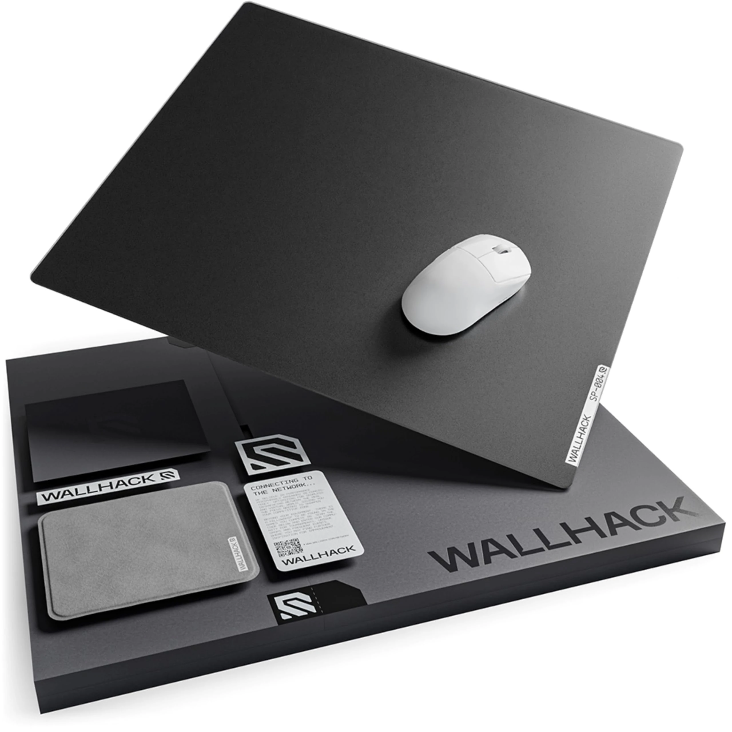 Wallhack SP-004 Glass Gaming MousePad - Professional Esport Mouse Mat w/Specialty Surface for Top Speed and Control, Large Tempered Glasspad with Full Silicone Base - Black, XL 49 cm x 43 cm