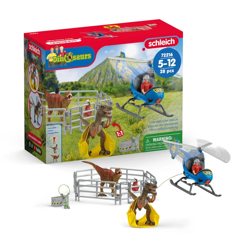 SCHLEICH 72216 Dino Helicopter Rescue, from 5 years, DINOSAURS - Playset, 28 pieces