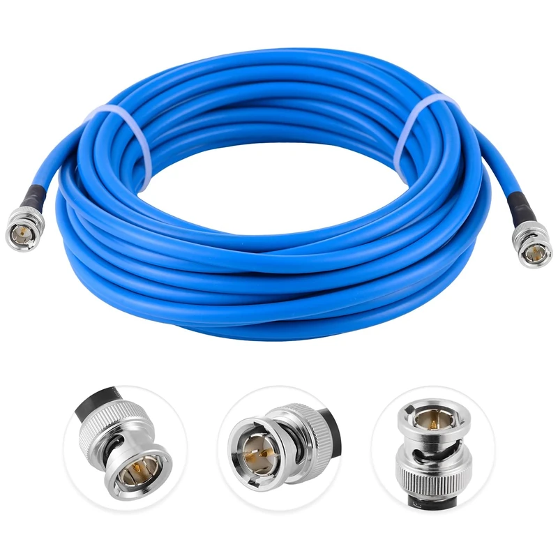 Vecys BNC SDI Cable BNC Male to Male 1694A Low Loss Serial Digital Coax Cable 10M/32.8FT 1694A HD SDI 75 Ohm Digital DAC Decoding Axis Coax(Blue)