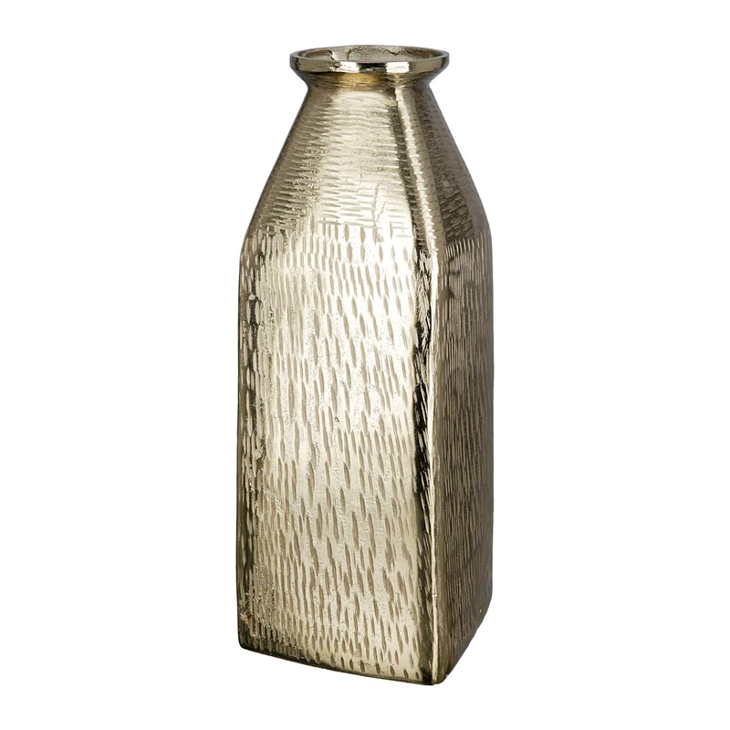GILDE Lola Aluminium Vase - Gold - Waterproof - Coarse Surface - Height 30 cm x Width 11 cm - Image 1