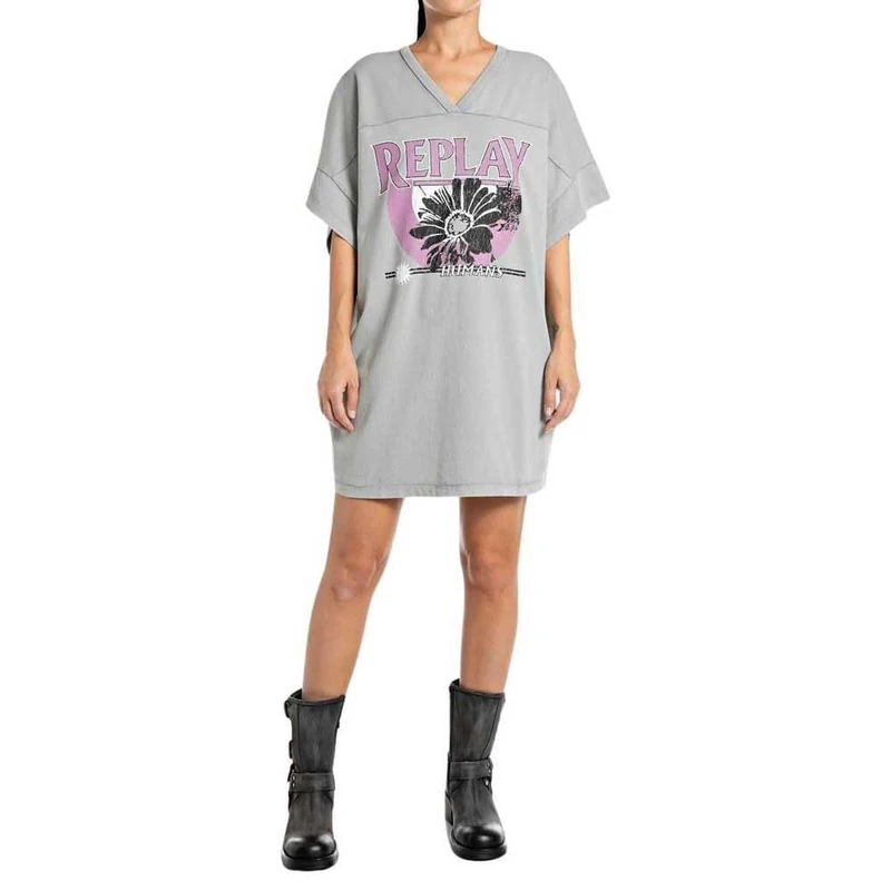 Replay Women's W9144 Dress, 605 City Grey, XS