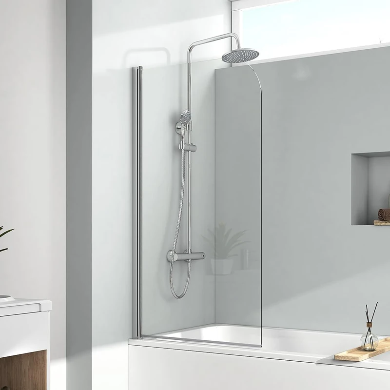 EMKE Bathtub Shower Screen, 70 x 140 cm, 6 mm Safety Glass - Image 1