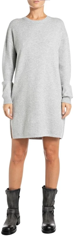 Replay Women's Hoodie Dress Without Hood, M03 Grey Melange, XXS