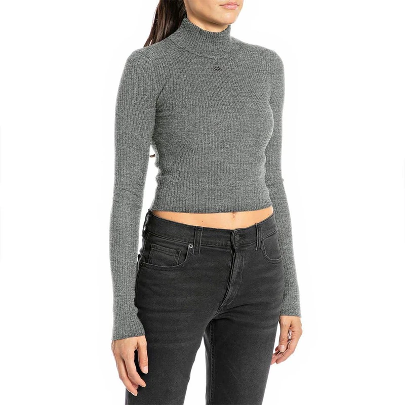 Replay Women's Dk3316 Pullover Sweater, M08 Iron Melange, XL
