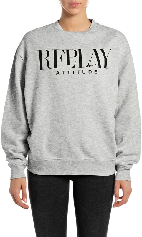 Replay Women's Oversized Sweatshirt, M08 Melange Grey, XS