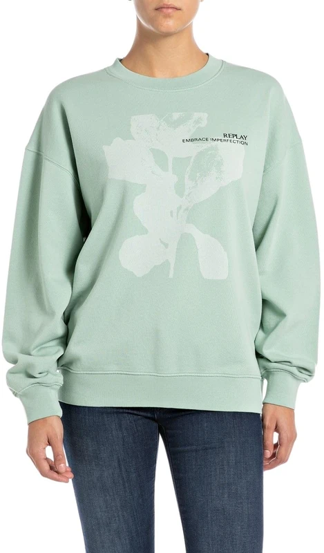 Replay Women's W3638a Sweatshirt, 582 Frosty Green, S