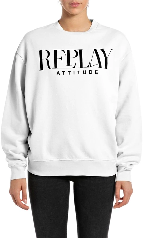 Replay Women's W3106c Sweatshirt, 001 White, L