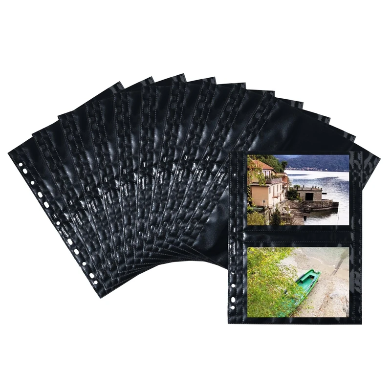 HERMA 7718 Photo Sleeves for Folders, Pack of 250, 13 x 18 cm Landscape, 2 Compartments, Double-Sided Photo Display Covers, Collector's Sleeves, Postcard Sleeves, Brochure Sleeves with Euro Punching,