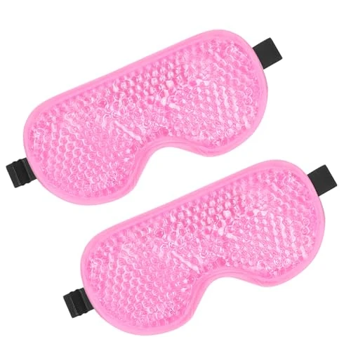 BeeVines Cooling Eye Masks, 2 Pack Gel Cold & Warm Sleep Compress for Puffy Eyes, Dark Circles, Post Surgery, Allergies (2 Pink)