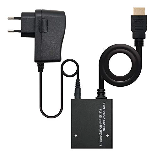 Monkey Ladder High Speed HDMI V1.3 Splitter Duplicator 1x2 with Pigtail, Black, with Power and 50cm Cable