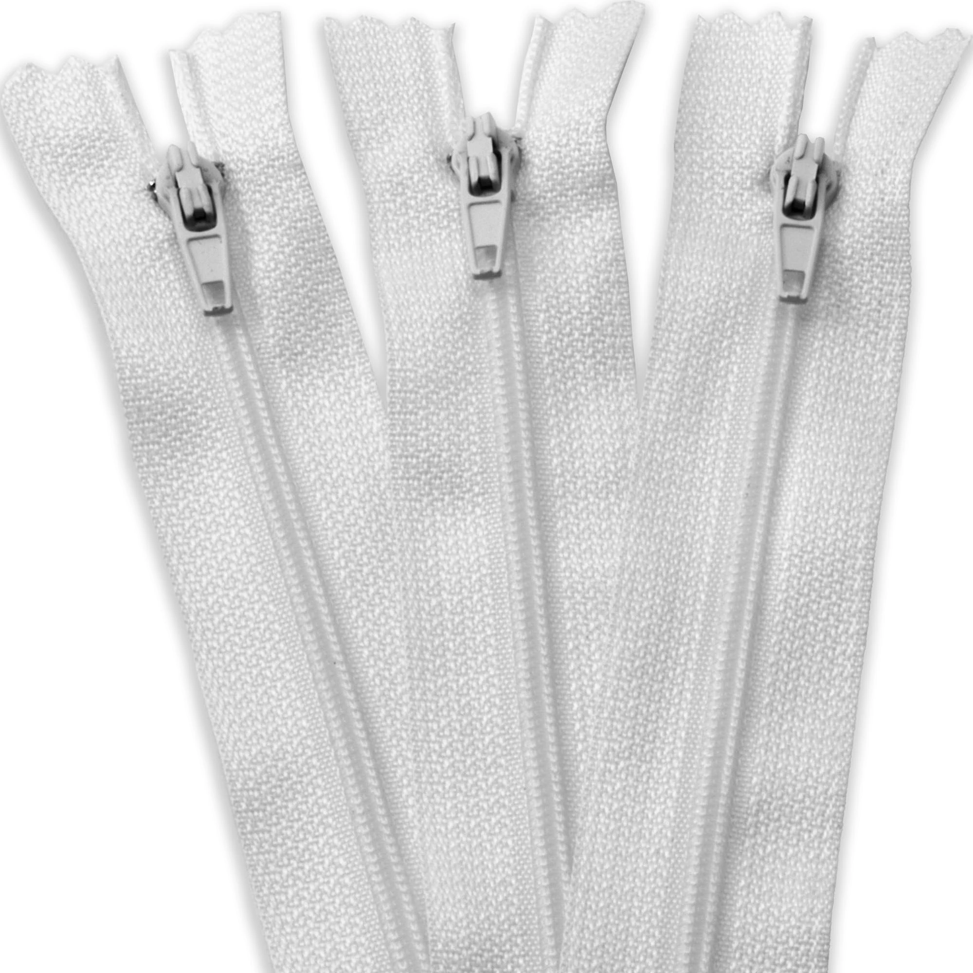 3 X White Zips | 24 Inches / 60cm | Closed-Ended Zipper for Sewing by UMTMedia®