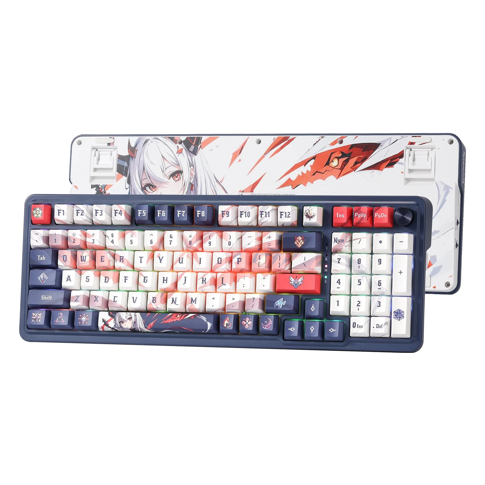 Redragon K686 PRO 98 Keys Wireless Gasket RGB Gaming Keyboard, 3-Modes Anime Mechanical Keyboard w/Hot-Swap Socket, Dedicated Knob Control & Sound Absorbing Pads, Custom Hi-Fi Linear Switch