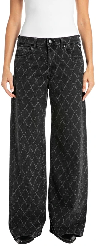 Replay Women's Baggy Jeans, 098 Black, 26W x 28L