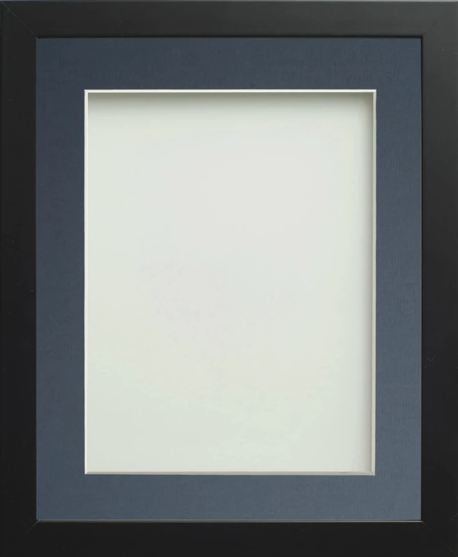 Frame Company Connolly Range Black Wooden Picture Photo Frame with Blue Mount, A1 for pic size A3 *Choice of Sizes* Fitted with Perspex