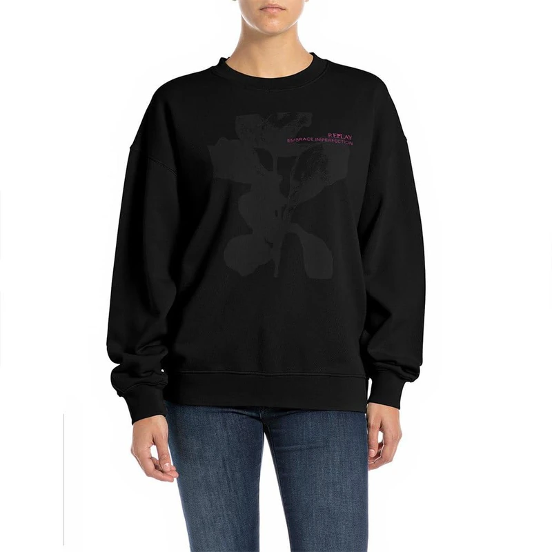 Replay Women's W3638a Sweatshirt, 098 Black, XS