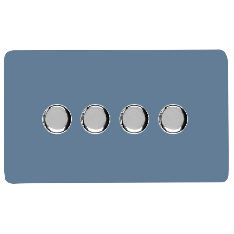 Trendi Switch 4 Gang 1 or 2 Way 150w Rotary LED Dimmer Light Switch in Sky