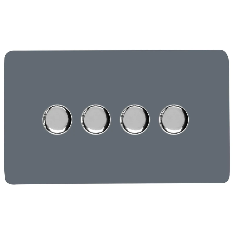 Trendi Switch 4 Gang 1 or 2 way 150w Rotary LED Dimmer Light Switch in Warm Grey - Image 1