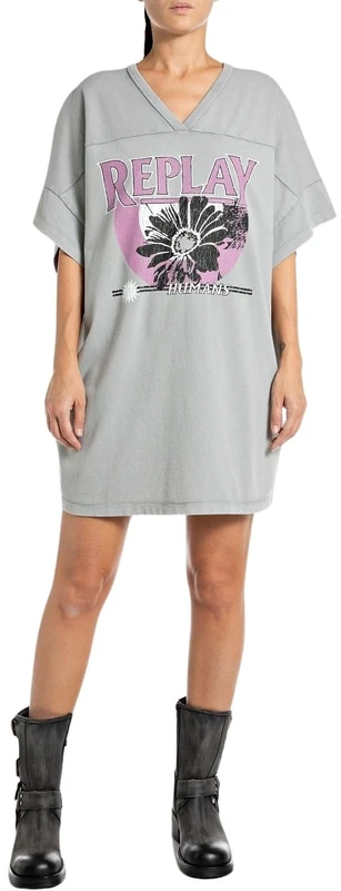 Replay Women's W9144 Dress, 605 City Grey, S
