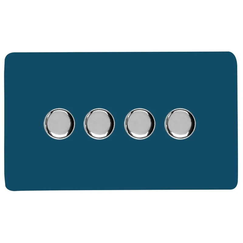 Trendi Switch 4 Gang 1 or 2 Way 150w Rotary LED Dimmer Light Switch in Midnight Blue
