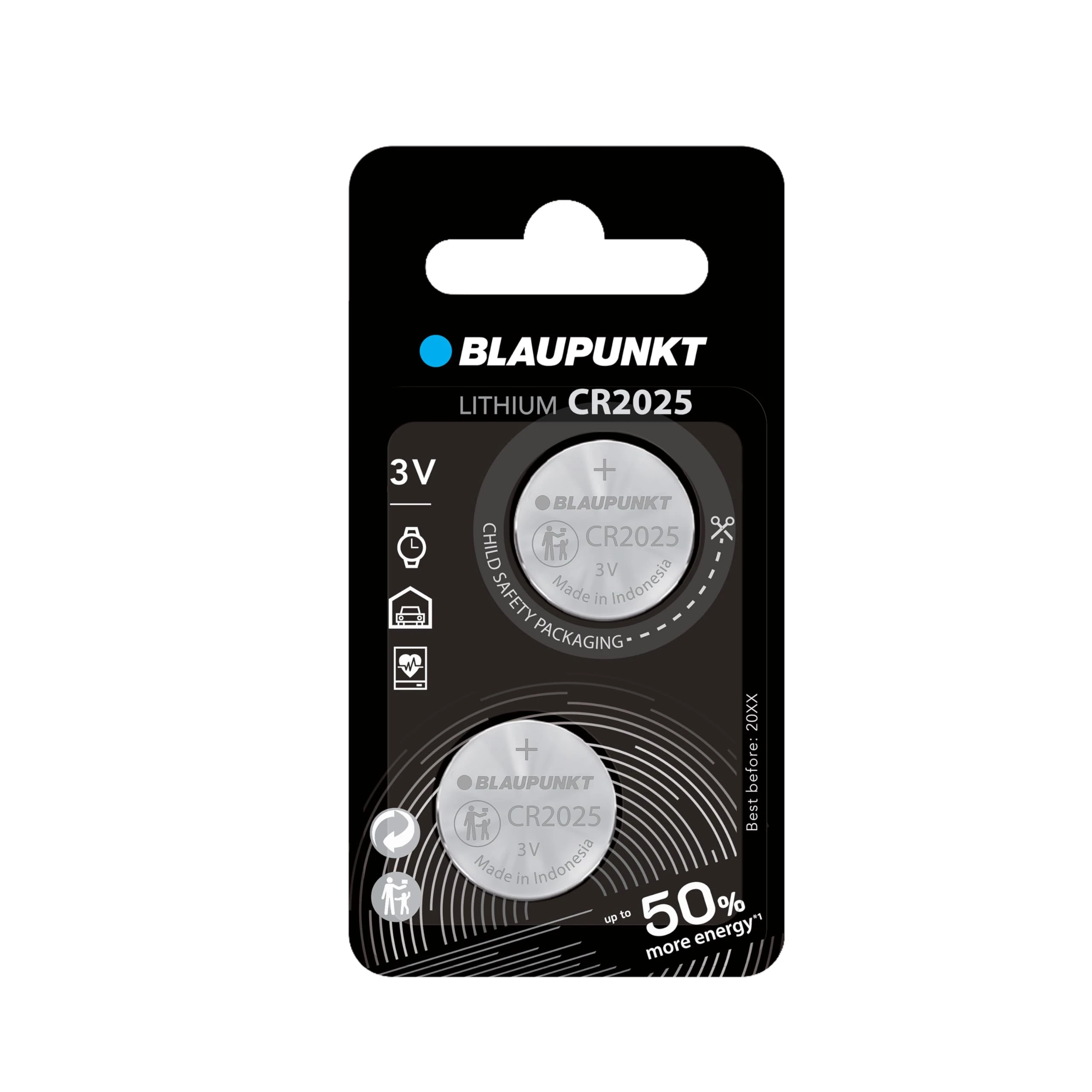 BLAUPUNKT CR2025 coin lithium batteries, 3V, pack of 2, best for car keys, watches and heart rate monitors