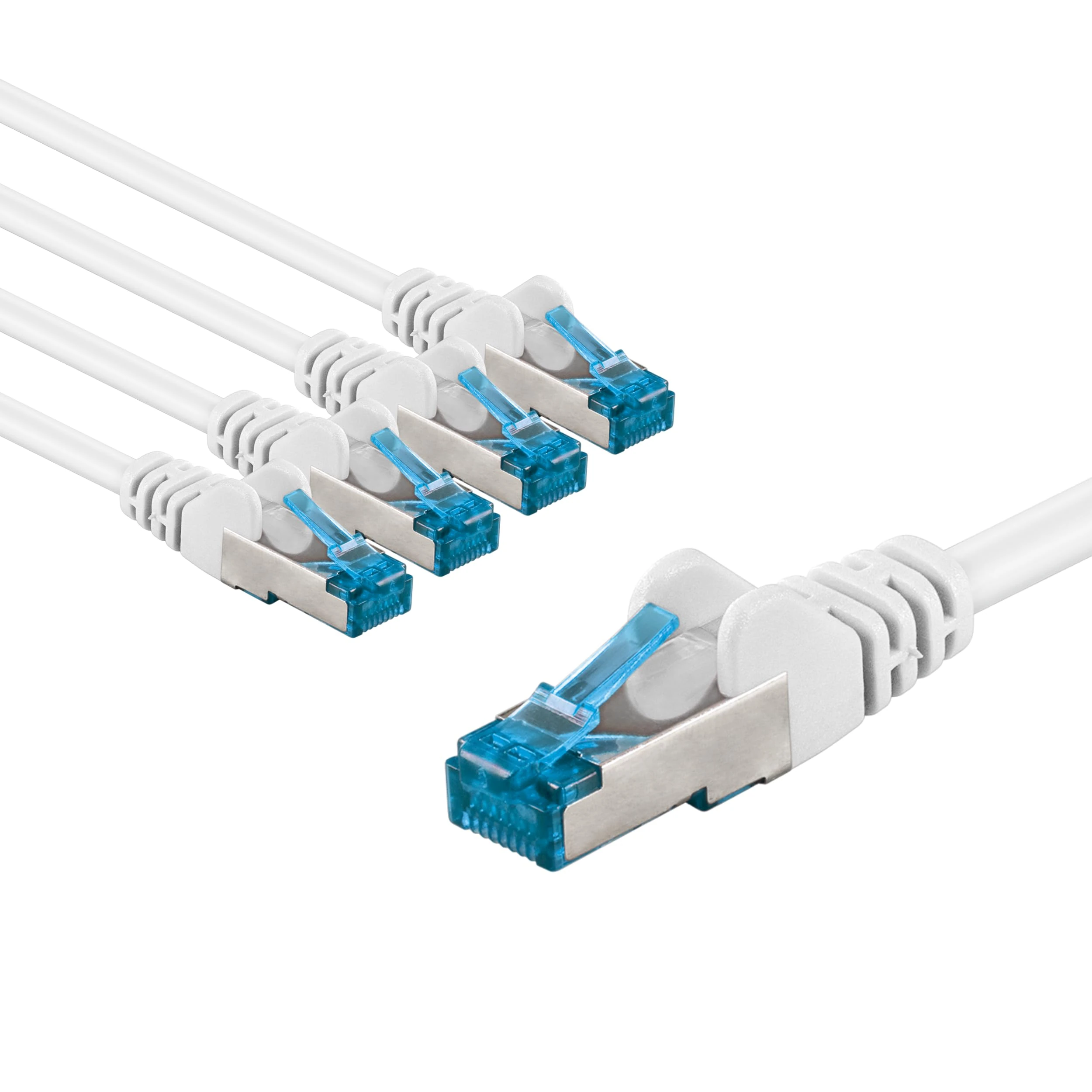 goobay 66051 CAT 6A Network Cable in Set of 5/Patch Cable Shielded S/FTP/CU Ethernet Cable, PiMF, LSZH/Cat 6a Cable with 10Gbits / White / 5x 5m