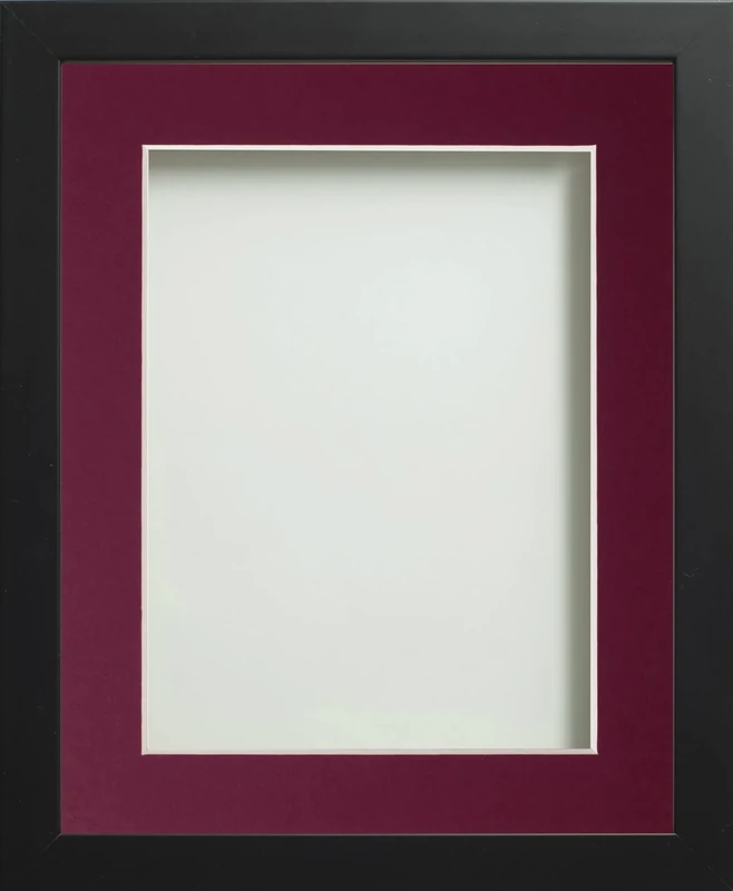 Frame Company Connolly Range Black Wooden Picture Photo Frame with Plum Mount, A1 for pic size A3 *Choice of Sizes* Fitted with Perspex