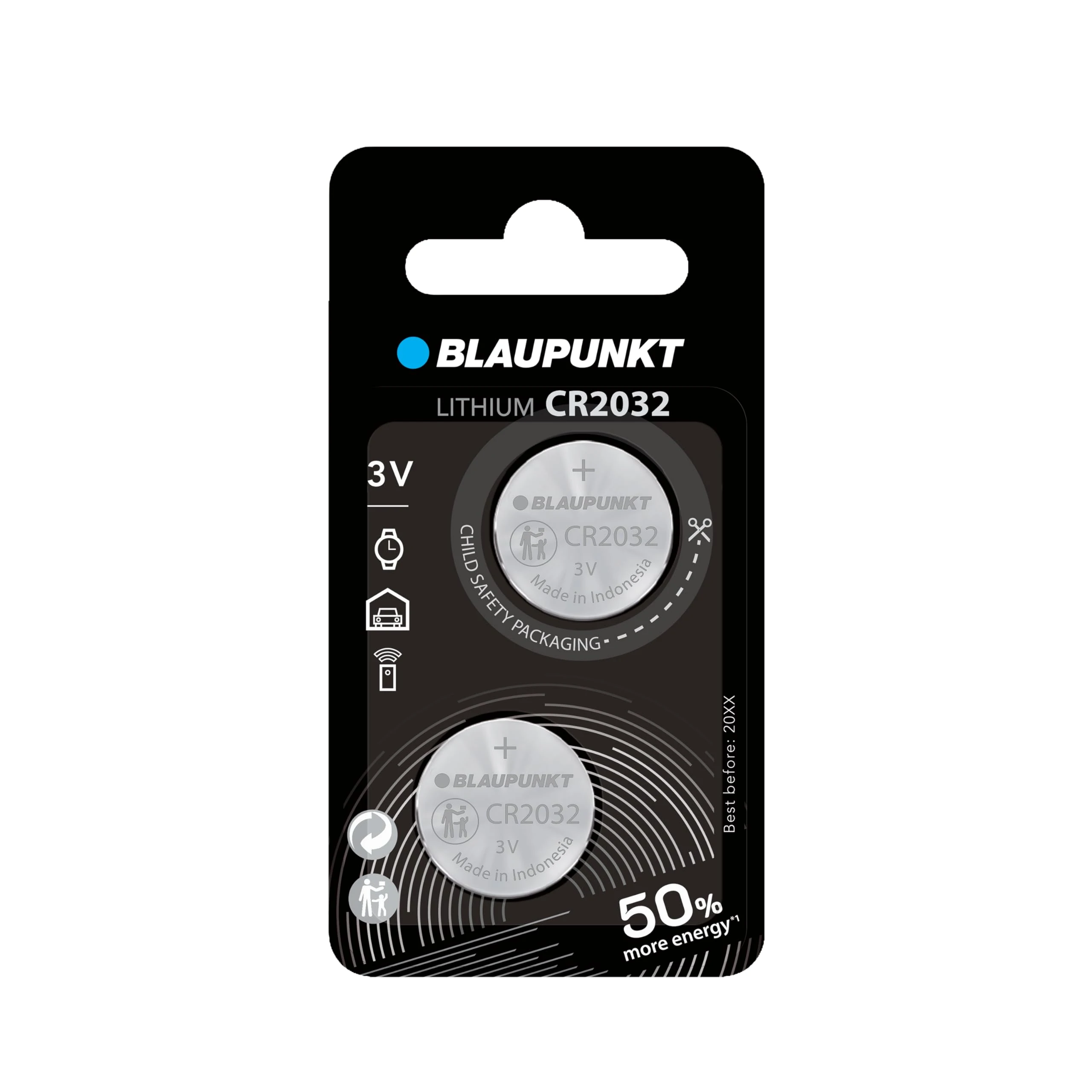 BLAUPUNKT CR2032 coin lithium batteries, 3V, pack of 2, best for AirTag, car keys, watches and heart rate monitors