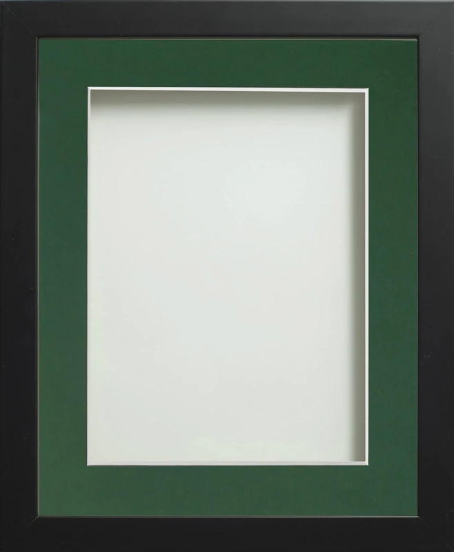 Frame Company Connolly Range Black Wooden Picture Photo Frame with Bottle Green Mount, A1 for pic size A3 *Choice of Sizes* Fitted with Perspex
