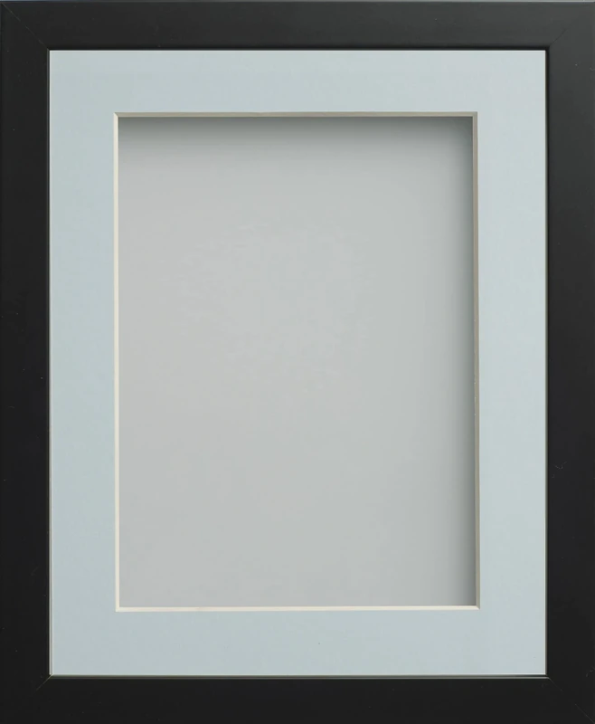 Frame Company Connolly Range Black Wooden Picture Photo Frame with Light Blue Mount, A1 for pic size A3 *Choice of Sizes* Fitted with Perspex