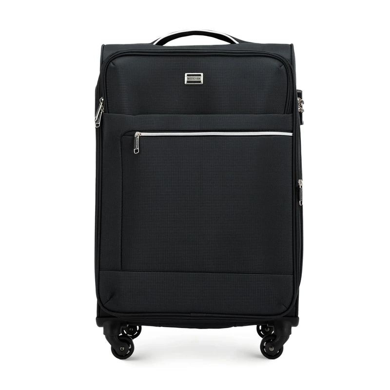 WITTCHEN MIRA Line Set of 3 Black Polyester Suitcase Set with Telescopic Handle, Four Wheels, TSA Lock, Expandable, Sizes S+M+L