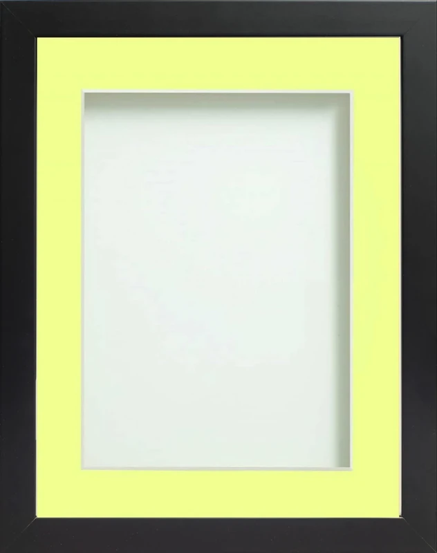 Frame Company Connolly Range Black Wooden Picture Photo Frame with Lemon Bon Bon Mount, 30x20 for pic size A2 *Choice of Sizes* Fitted with Perspex