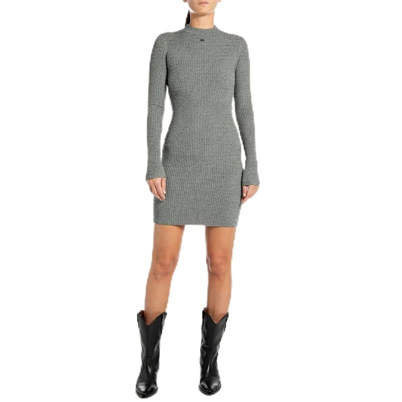Replay Women's Dk3319 Dress, M08 Iron Melange, L