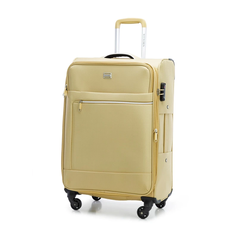 WITTCHEN MIRA Line Set of 3 suitcases Baggage Luggage Suitcase Soft Luggage Polyester Luggage Carrying Handle Telescopic Handle Four Wheels TSA Combination Lock Size (S+M+L) Beige