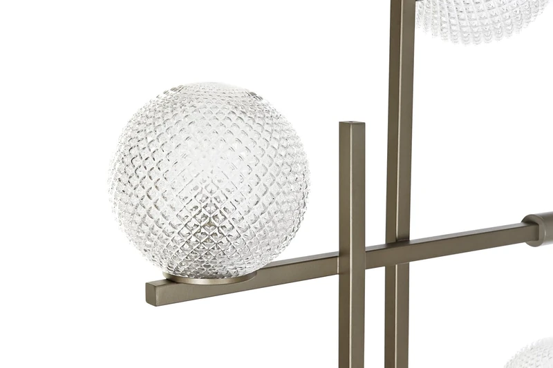 Pie Metal Crystal Lamp, 55 x 24 x 185 cm, 3 Bolas Dorado