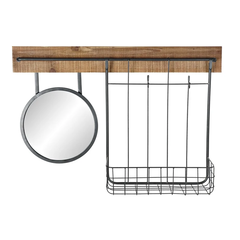 AlexandreHouse Espejo Spruce Metal Basket 80 x 15 x 20 cm Natural