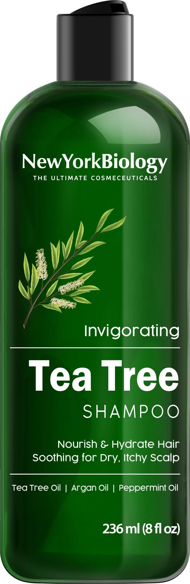 New York Biology Tea Tree Shampoo - Deep Cleanser - Relief for Dandruff and Dry Itchy Scalp - Therapeutic Grade - Helps Promote Hair Growth - 236 ml