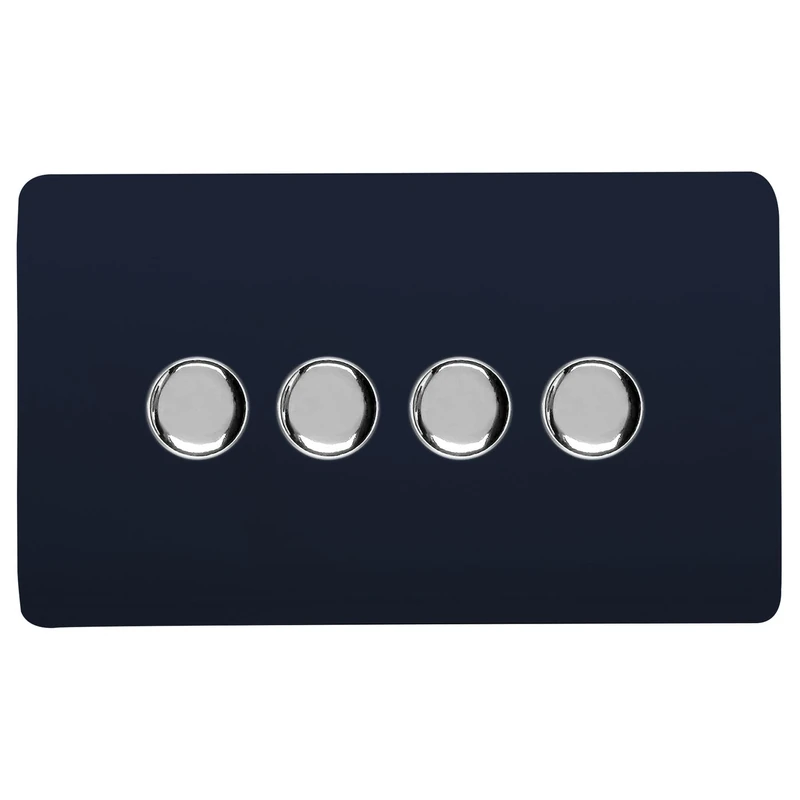 Trendi Switch 4 Gang 1 or 2 way 150w Rotary LED Dimmer Light Switch in Navy