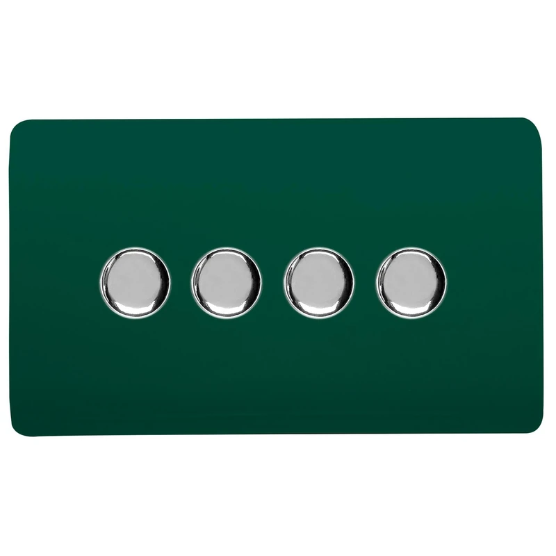 Trendi Switch 4 Gang 1 or 2 way 150w Rotary LED Dimmer Light Switch in Dark Green
