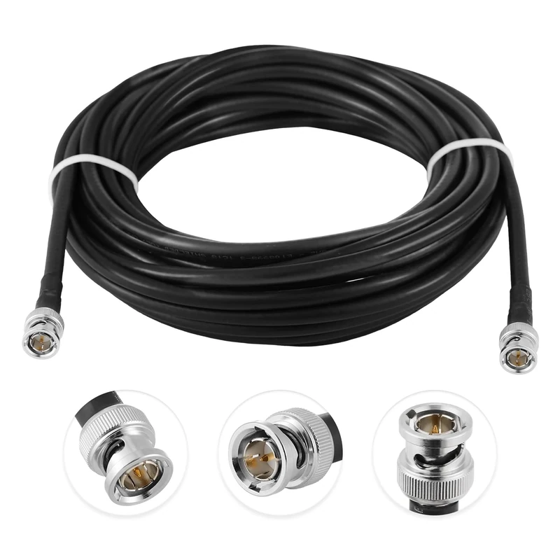 Vecys BNC SDI Cable BNC Male to Male 1694A Low Loss Serial Digital Coax Cable 10M/32.8FT 1694A HD SDI 75 Ohm Digital DAC Decoding Axis Coax(Black)