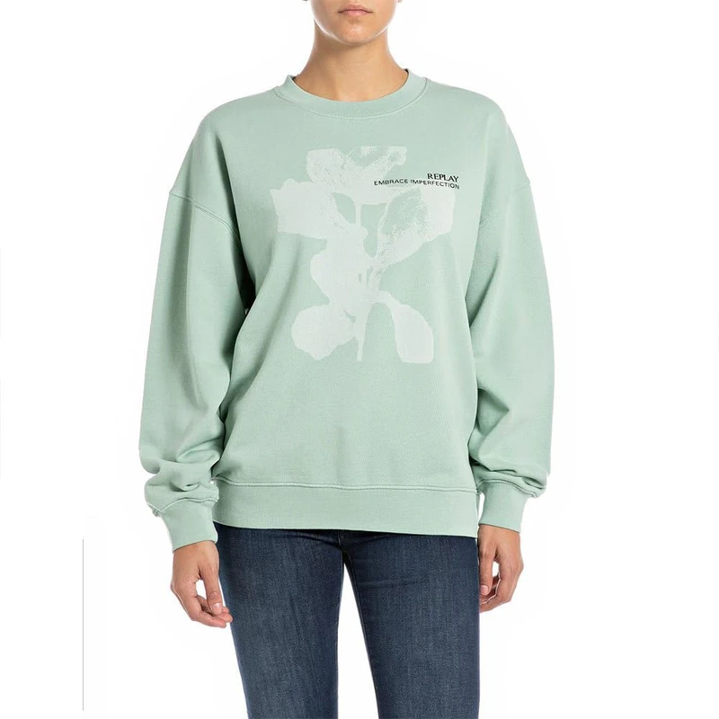 Replay Women's W3638a Sweatshirt, 582 Frosty Green, XXS