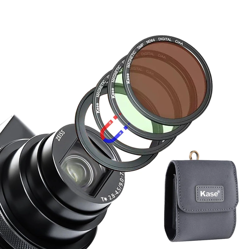 KASE Wolverine Magnetic Filter Kit UV/CPL/ND64 for Sony ZV-1, RX100 Series/Ricoh GR II III, Neutral Density ND Polarizer Filter Protector for ZV1 RX100 VII VI V III II Camera Accessories - Image 1