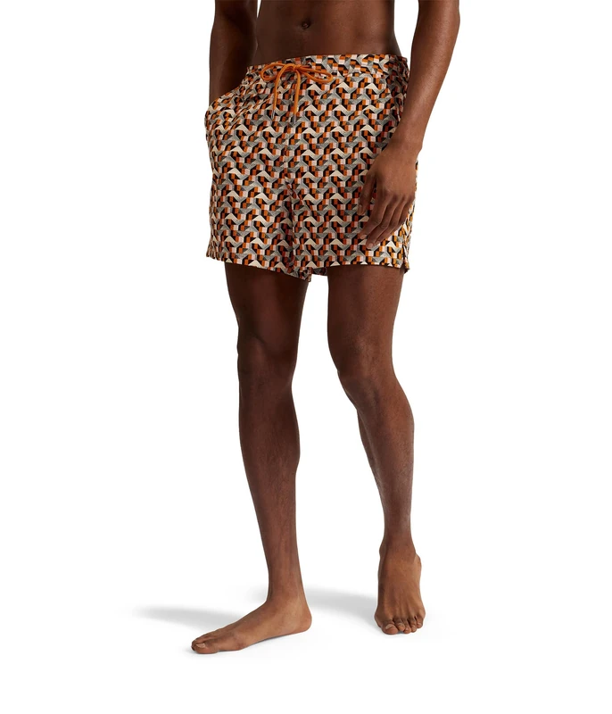 Ted Baker London Joris-Geometric Seersucker Swimshort, BRT-Orange