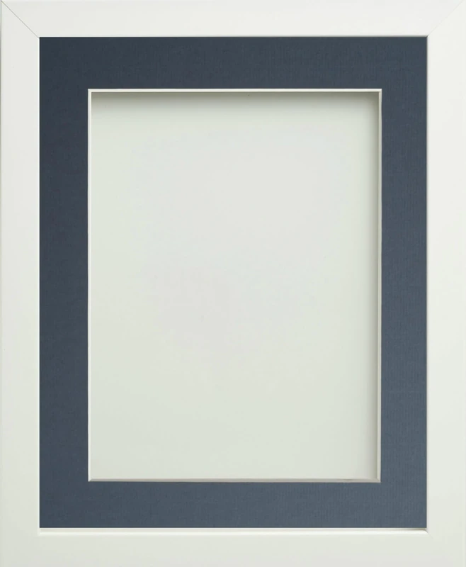 Frame Company Connolly Range White Wooden Picture Photo Frame with Blue Mount, A1 for pic size A3 *Choice of Sizes*